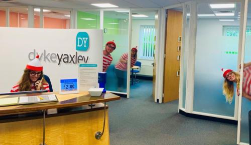 DY Staff dressed in Wheres Wally fancy dress in reception